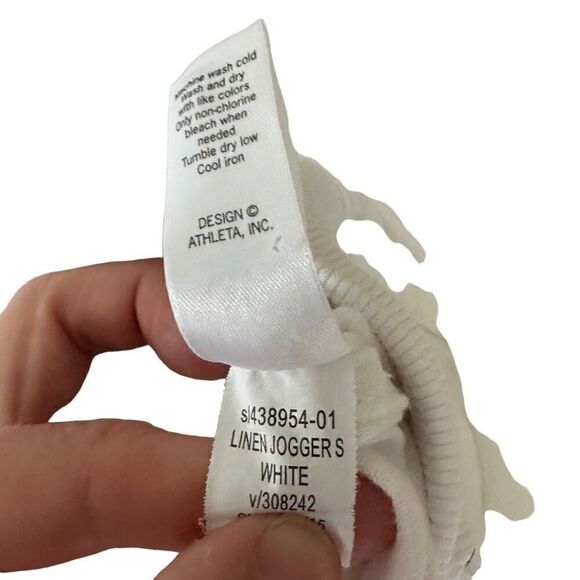 Athleta white linen joggers size 8 - Picture 3 of 5